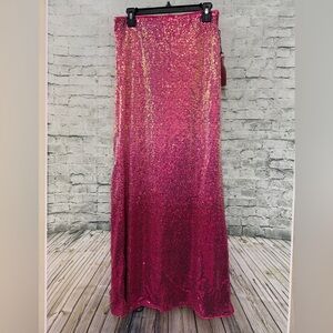 Ombré Pink Sequin maxi skirt nwt